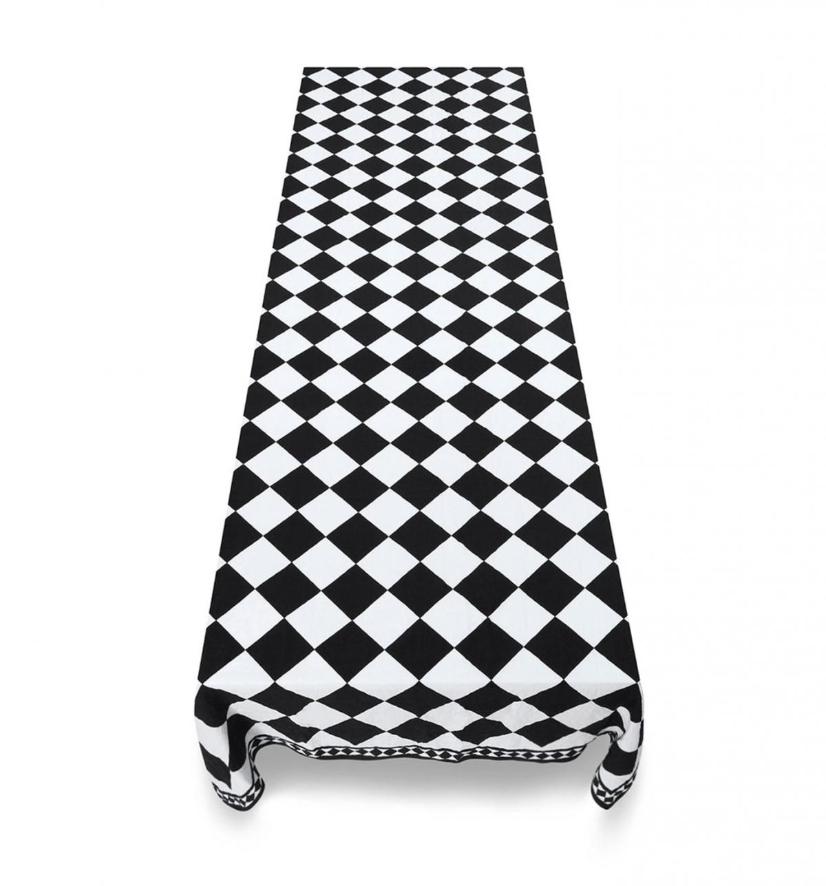 S&B  x Claridge Black Check Tablecloth 165x300cm